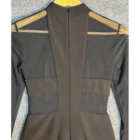 NWT Betsy & Adam Sheath Dress Knee Length Mesh Trim Mock Neck Black Women Size 0 - Picture 11 of 16